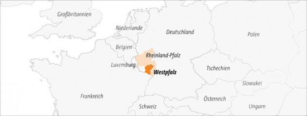 Karte mit Lage der Westpfalz, © ZunkunftsRegion Westpfalz e.V.